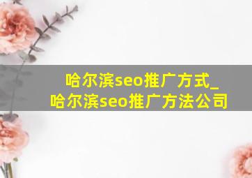 哈尔滨seo推广方式_哈尔滨seo推广方法公司