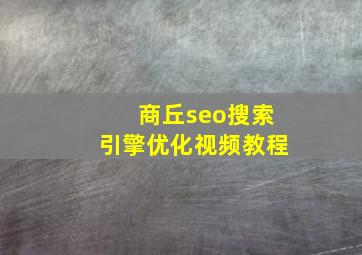 商丘seo搜索引擎优化视频教程