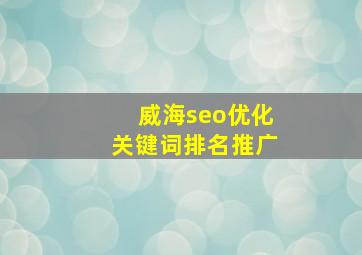 威海seo优化关键词排名推广