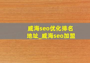 威海seo优化排名地址_威海seo加盟