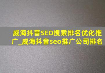 威海抖音SEO搜索排名优化推广_威海抖音seo推广公司排名