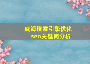 威海搜索引擎优化seo关键词分析
