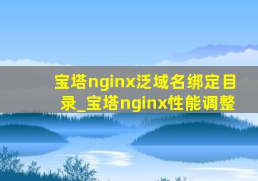 宝塔nginx泛域名绑定目录_宝塔nginx性能调整