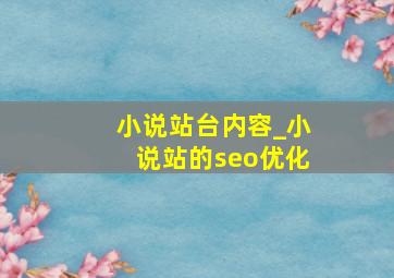 小说站台内容_小说站的seo优化