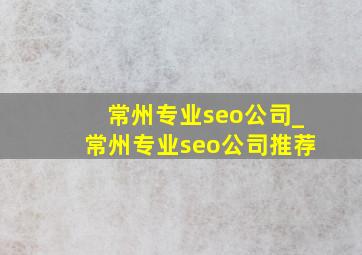 常州专业seo公司_常州专业seo公司推荐