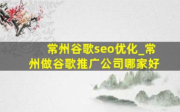 常州谷歌seo优化_常州做谷歌推广公司哪家好