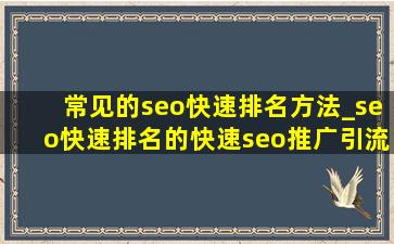 常见的seo快速排名方法_seo快速排名的(快速seo推广引流公司)方法