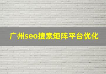 广州seo搜索矩阵平台优化