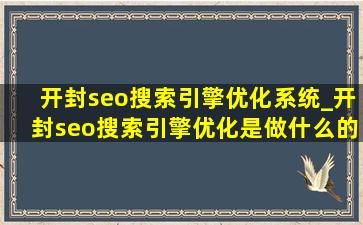 开封seo搜索引擎优化系统_开封seo搜索引擎优化是做什么的