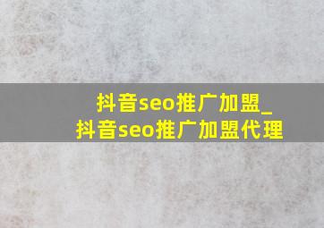 抖音seo推广加盟_抖音seo推广加盟代理