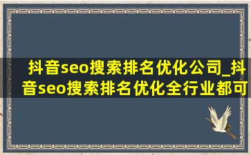 抖音seo搜索排名优化公司_抖音seo搜索排名优化全行业都可以做