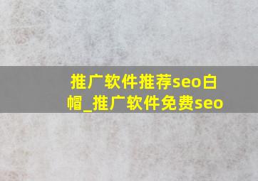 推广软件推荐seo白帽_推广软件免费seo