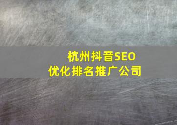 杭州抖音SEO优化排名推广公司