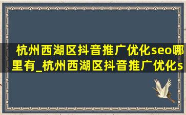 杭州西湖区抖音推广优化seo哪里有_杭州西湖区抖音推广优化seo行情