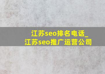 江苏seo排名电话_江苏seo推广运营公司