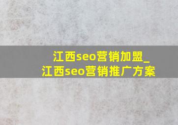 江西seo营销加盟_江西seo营销推广方案