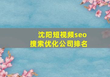 沈阳短视频seo搜索优化公司排名