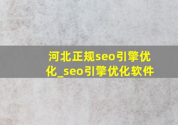 河北正规seo引擎优化_seo引擎优化软件