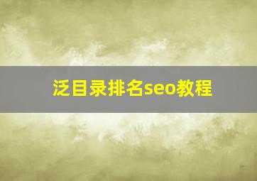 泛目录排名seo教程