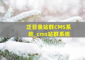 泛目录站群CMS系统_cms站群系统