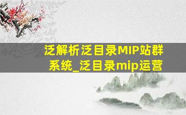 泛解析泛目录MIP站群系统_泛目录mip运营