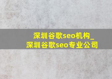 深圳谷歌seo机构_深圳谷歌seo专业公司