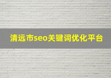 清远市seo关键词优化平台