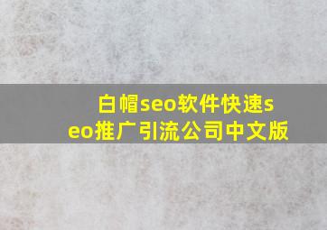 白帽seo软件(快速seo推广引流公司)中文版