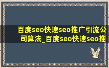 百度seo(快速seo推广引流公司)算法_百度seo(快速seo推广引流公司)算法出售