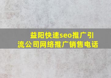 益阳(快速seo推广引流公司)网络推广销售电话