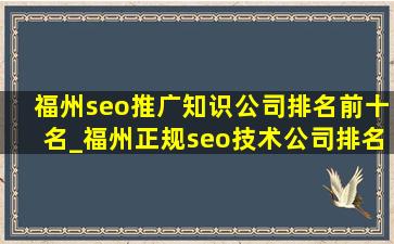 福州seo推广知识公司排名前十名_福州正规seo技术公司排名