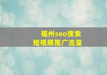福州seo搜索短视频推广流量