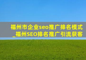 福州市企业seo推广排名模式_福州SEO排名推广引流获客