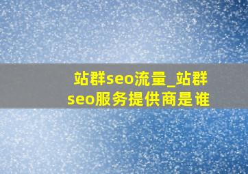 站群seo流量_站群seo服务提供商是谁