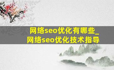 网络seo优化有哪些_网络seo优化技术指导