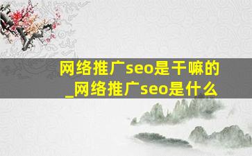 网络推广seo是干嘛的_网络推广seo是什么