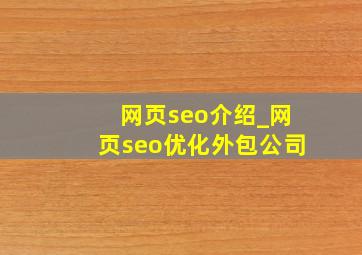 网页seo介绍_网页seo优化外包公司