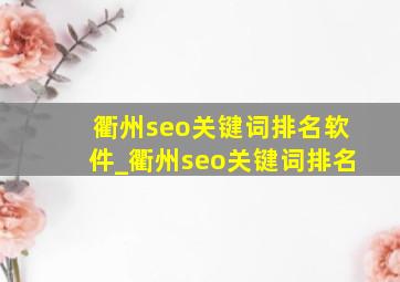 衢州seo关键词排名软件_衢州seo关键词排名