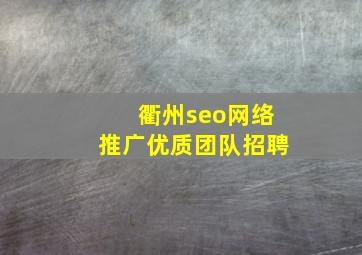 衢州seo网络推广优质团队招聘