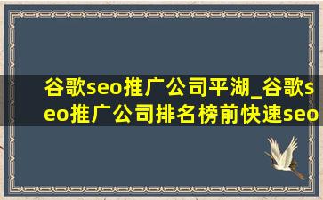 谷歌seo推广公司平湖_谷歌seo推广公司排名榜前(快速seo推广引流公司)