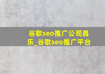 谷歌seo推广公司昌乐_谷歌seo推广平台