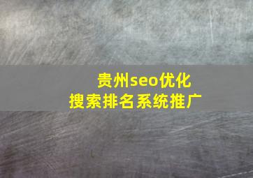 贵州seo优化搜索排名系统推广