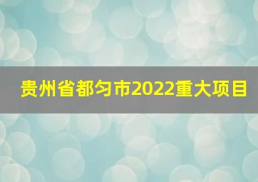 贵州省都匀市2022重大项目