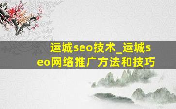 运城seo技术_运城seo网络推广方法和技巧