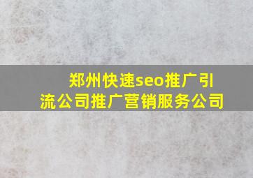 郑州(快速seo推广引流公司)推广营销服务公司
