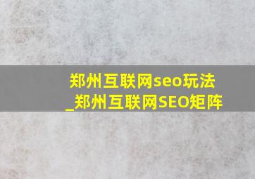 郑州互联网seo玩法_郑州互联网SEO矩阵