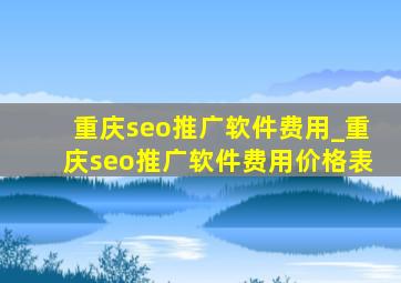 重庆seo推广软件费用_重庆seo推广软件费用价格表
