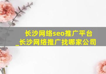 长沙网络seo推广平台_长沙网络推广找哪家公司