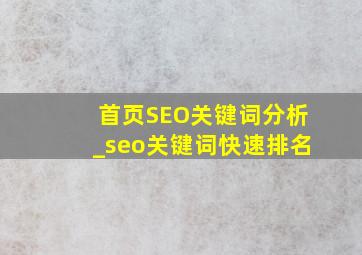 首页SEO关键词分析_seo关键词快速排名
