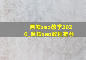 黑帽seo教学2020_黑帽seo教程推荐